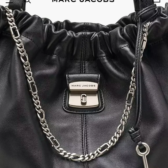 Marc Jacobs The Cristina Tote Black Leather Shoulder Bag with Chain Detail - Picture 2 of 6